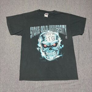Vtg 90s 1998 WWF Stone Cold Steve Austin University 3:16 Skull T-Shirt Mens L